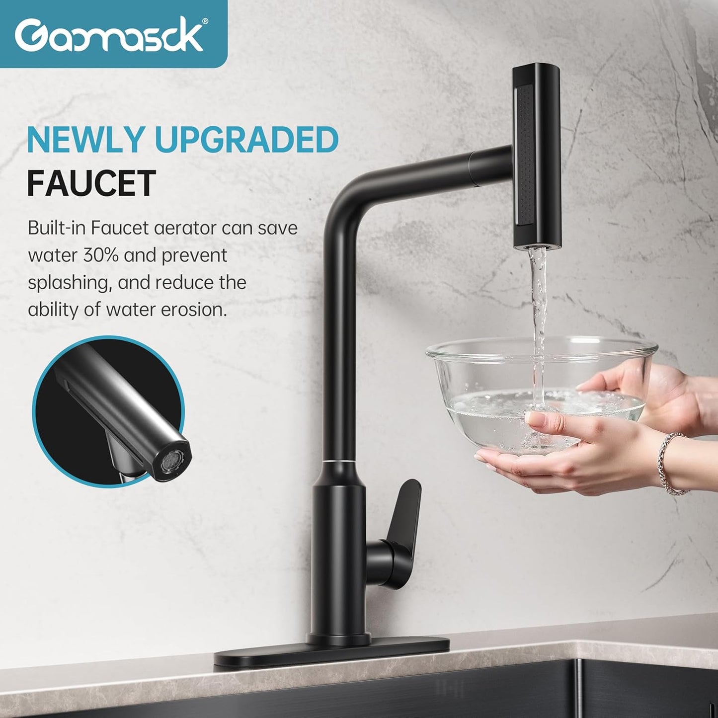 Kitchen Faucet 2025 New Model, Single Handle Touch Control with Pull-Down Sprayer, Gaomasck Brushed Nickel High Arc Lead-Free Faucet for Modern Home