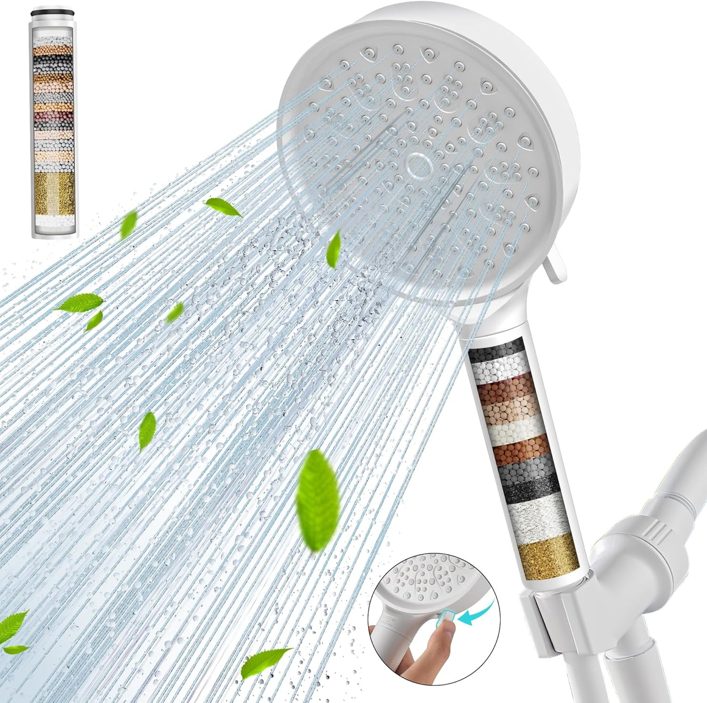 Cobbe Filtered Shower Head with Handheld, High Pressure 6 Spray Mode Showerhead with Filters, Water Softener Filters Beads for Hard Water - Remove Chlorine - Reduces Dry Itchy Skin, Matte Black