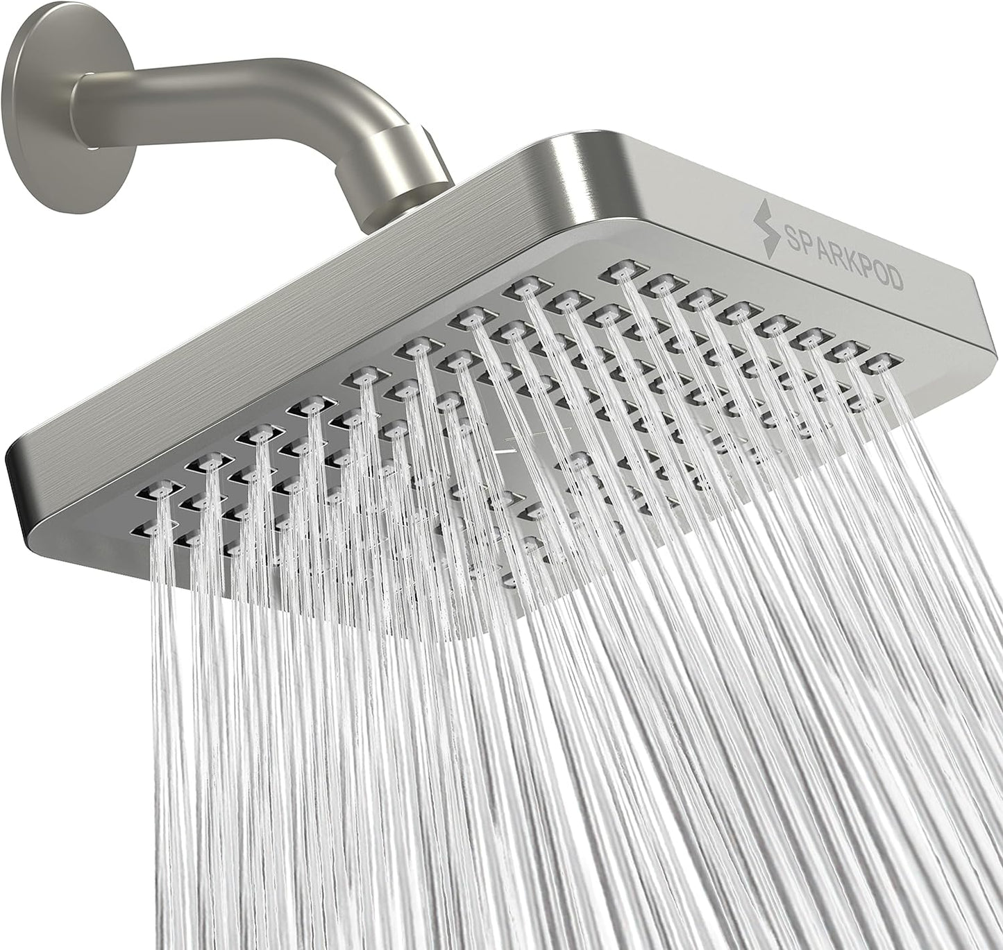 SparkPod Shower Head - High Pressure Rain - Premium Quality Luxury Design - 1-Min Install - Easy Clean Adjustable Replacement for Your Bathroom Shower Heads (Luxury Polished Chrome, 6 Inch Round)